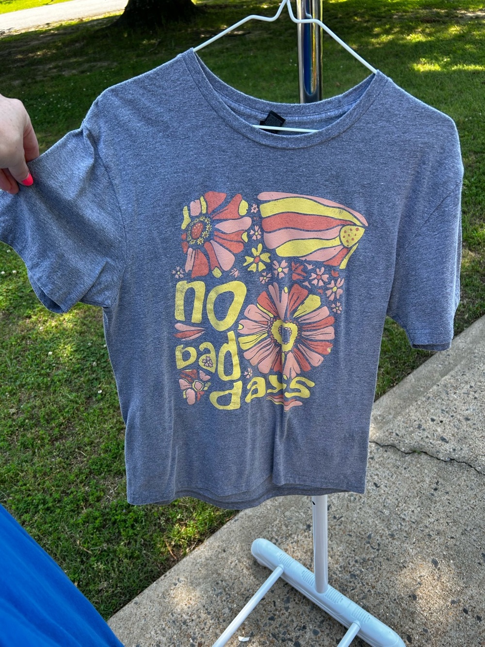 Gildan Heather Gray Kids Short-Sleeve Tee with Yellow & Pink Floral Graphic